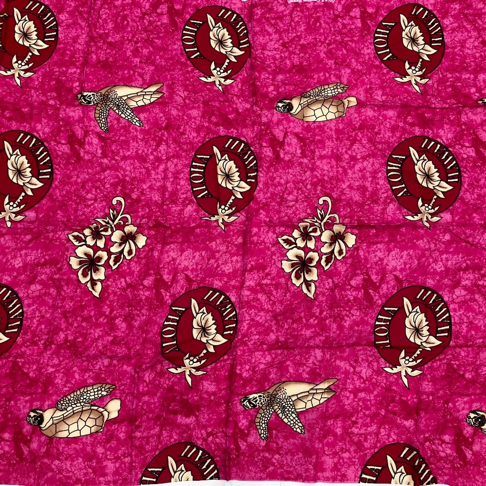 Beach Wrap Sarong Pareo Pink Hawaii Hibiscus Turtle Cover-Up One Size